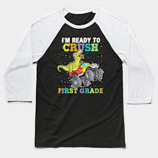 Kids  To Crush First Grade  Truck Dinosaur Baseball T-Shirt